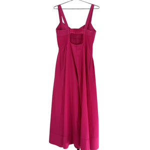 La Ligne Pleated Magenta Cotton Poplin Midi Dress Size 10