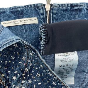 Alessandra Rich Embellished Blue Bustier Top Size 38 IT / 2 US