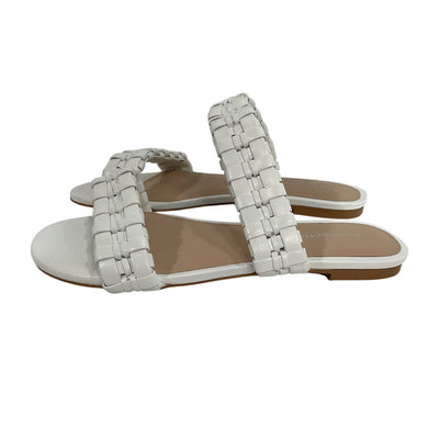 Stuart Weitzman Woven White Venice Slides Size 8