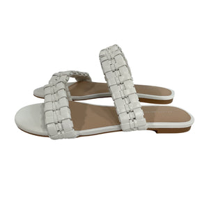 Stuart Weitzman Woven White Venice Slides Size 8