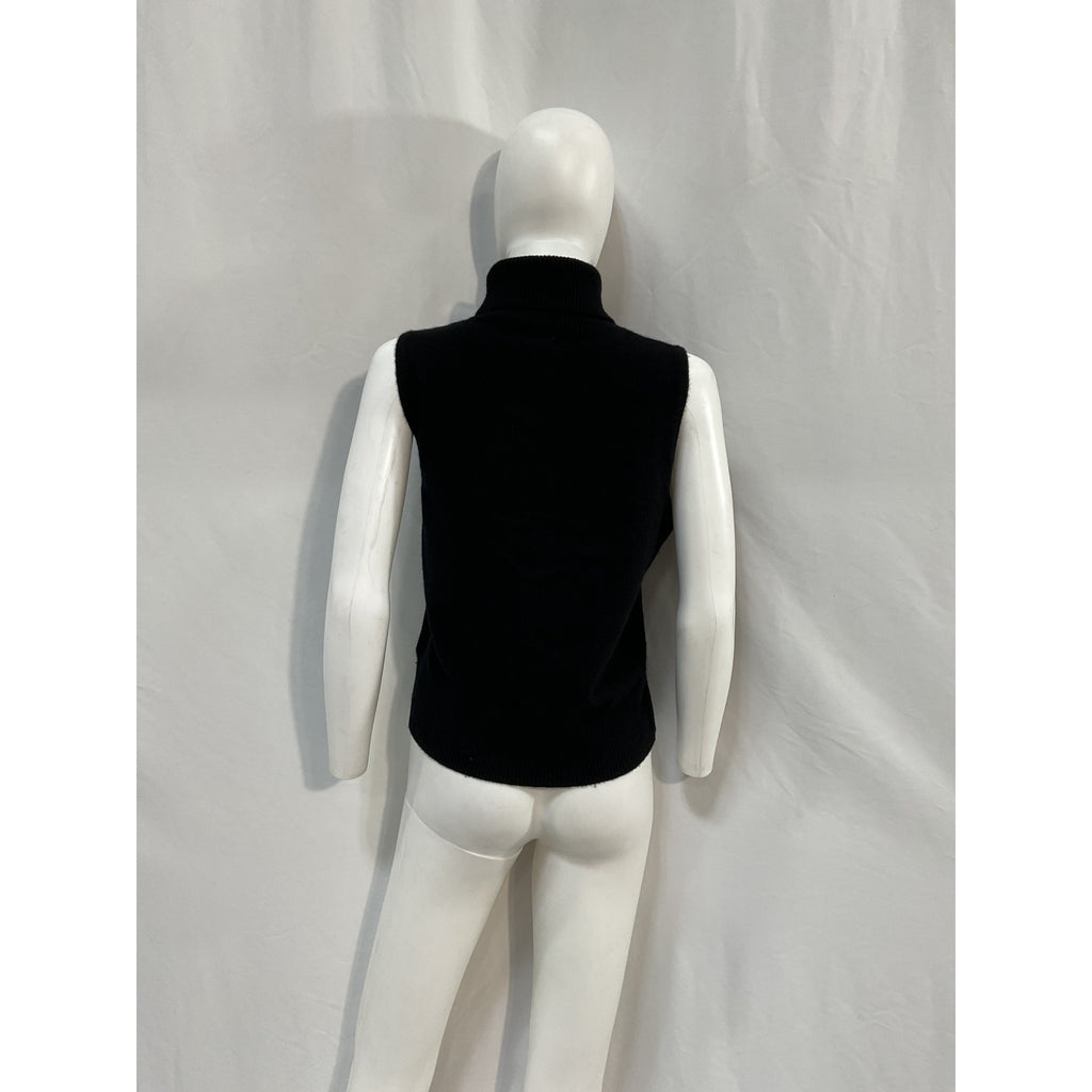 Aexae Sleeveless Black Cashmere Roll Neck Top Size L
