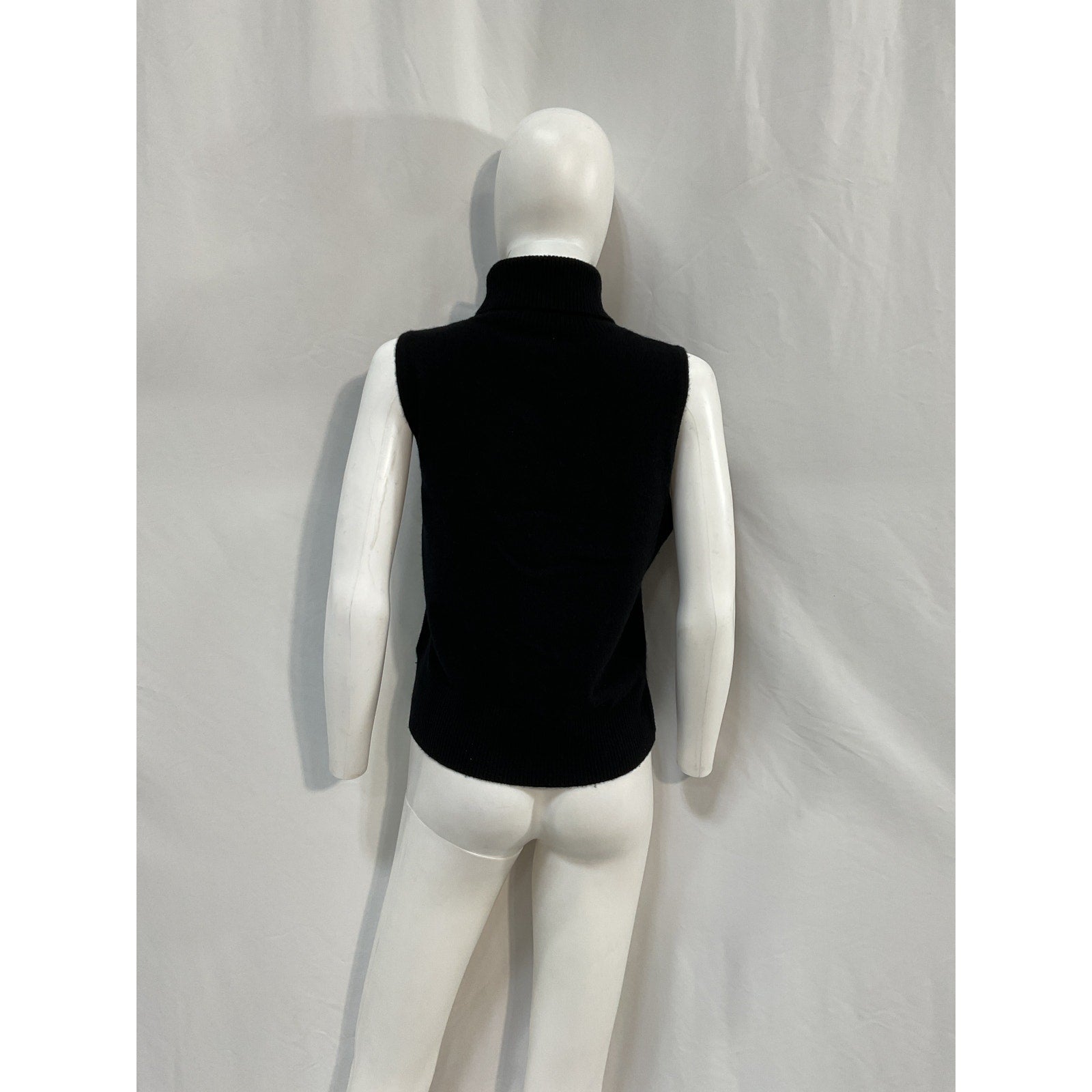 Aexae Sleeveless Black Cashmere Roll Neck Top Size L