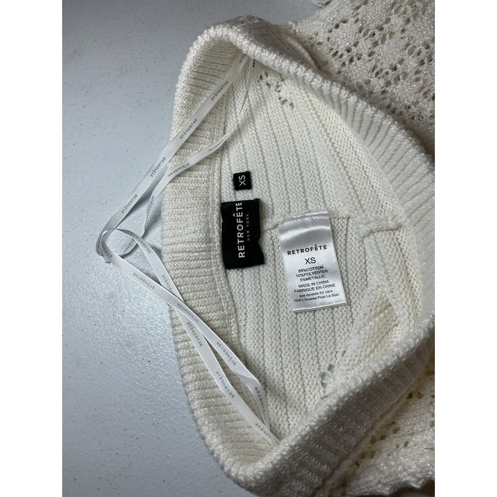 Retrofete 'Kyla' White Cotton Knit Crochet Pant Size XS
