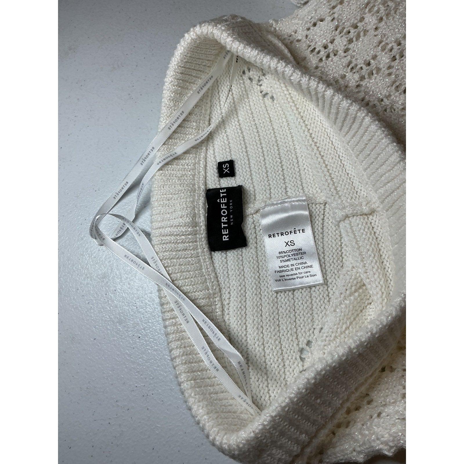 Retrofete 'Kyla' White Cotton Knit Crochet Pant Size XS