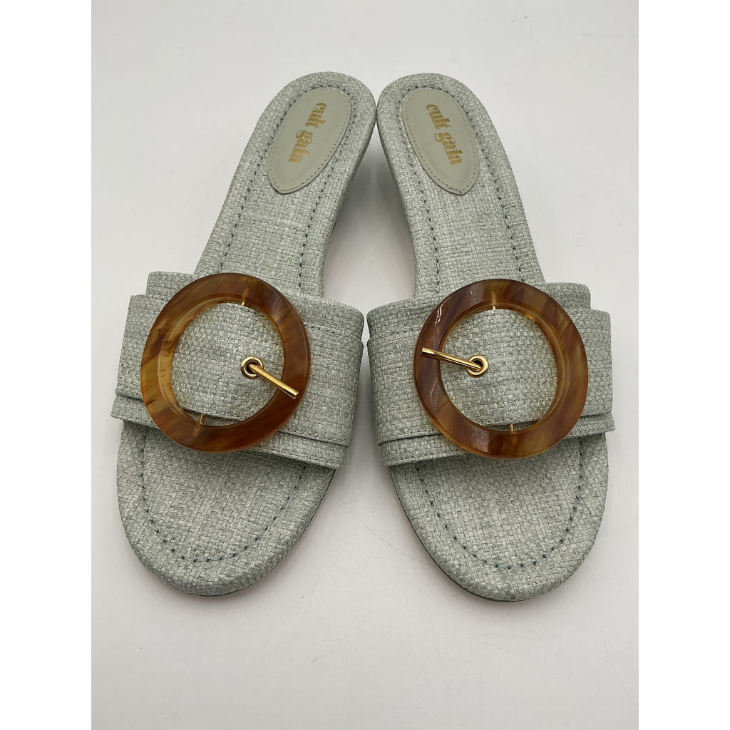 Cult Gaia 'Nelly' Green Raffia Sandal Size 38