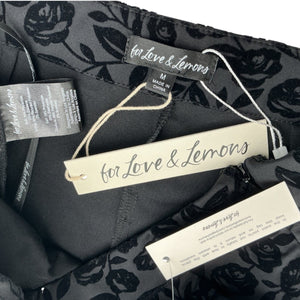 For Love & Lemons Flocked Black Midnight Velvet Capri Pants Size M