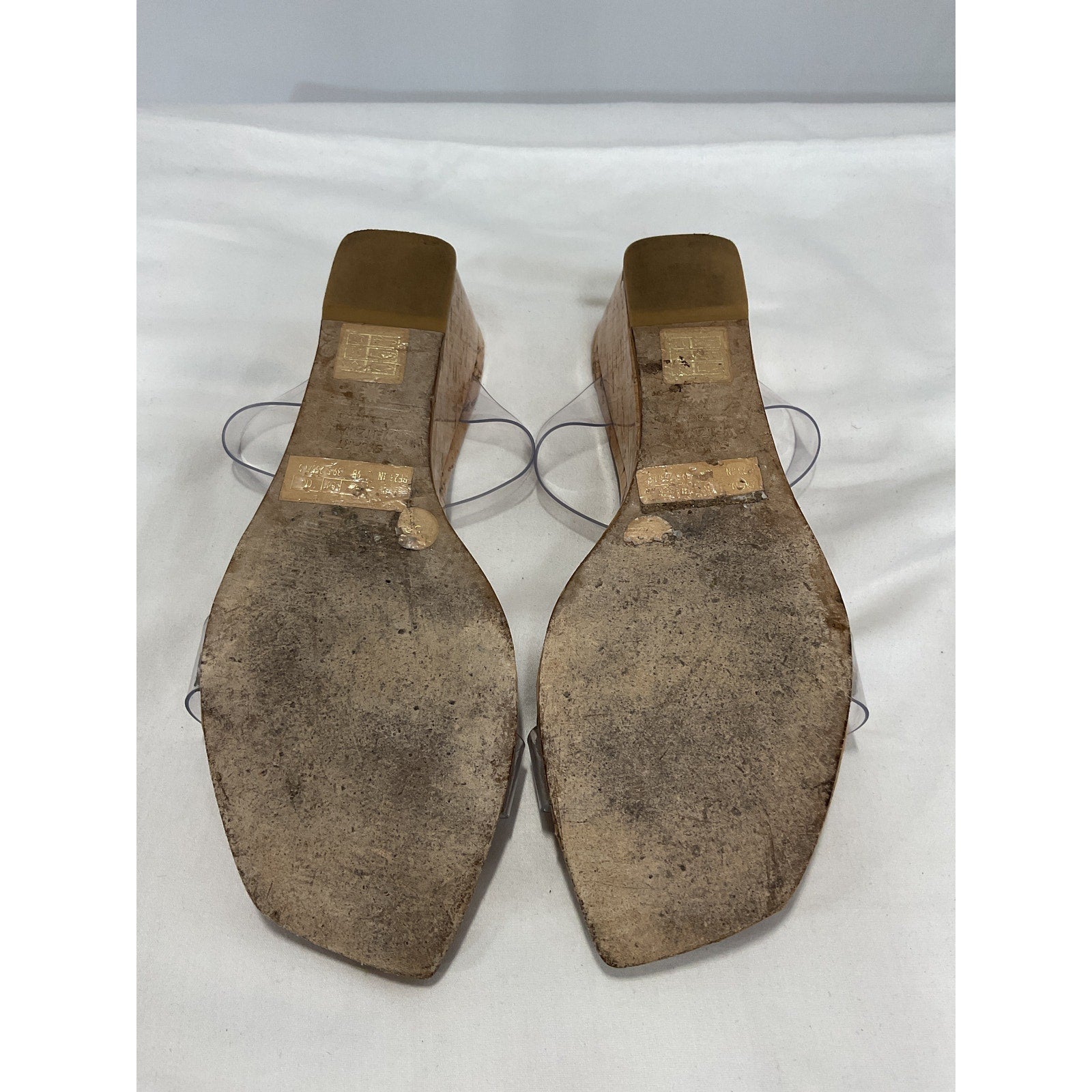 Stuart Weitzman 'Aleena 50' Tan Square Toe Wedge Size 9