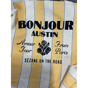 Sézane Striped Yellow Bonjour Austin Tote Bag