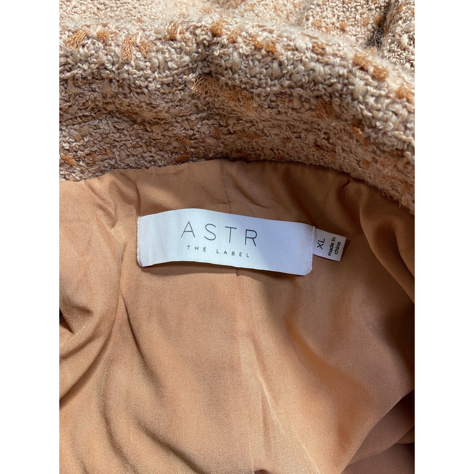 Astr The Label 'Bronwyn' Brown Polyester Jacket Size XL