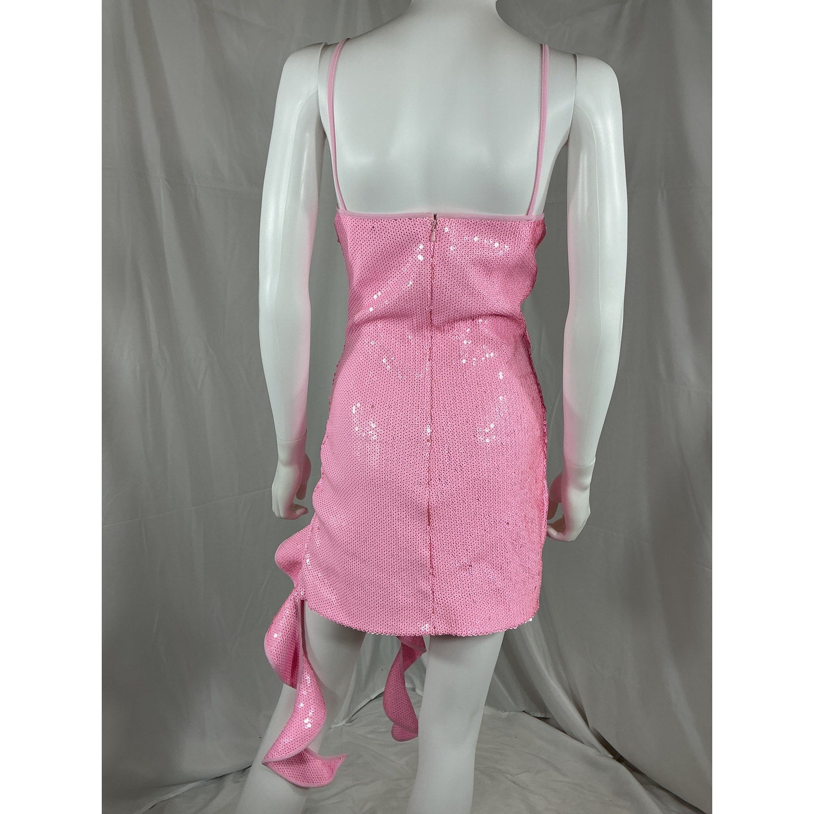 David Koma 'Ruffle' Pink Arch Leg Cut Out Cami Mini Dress Size 6