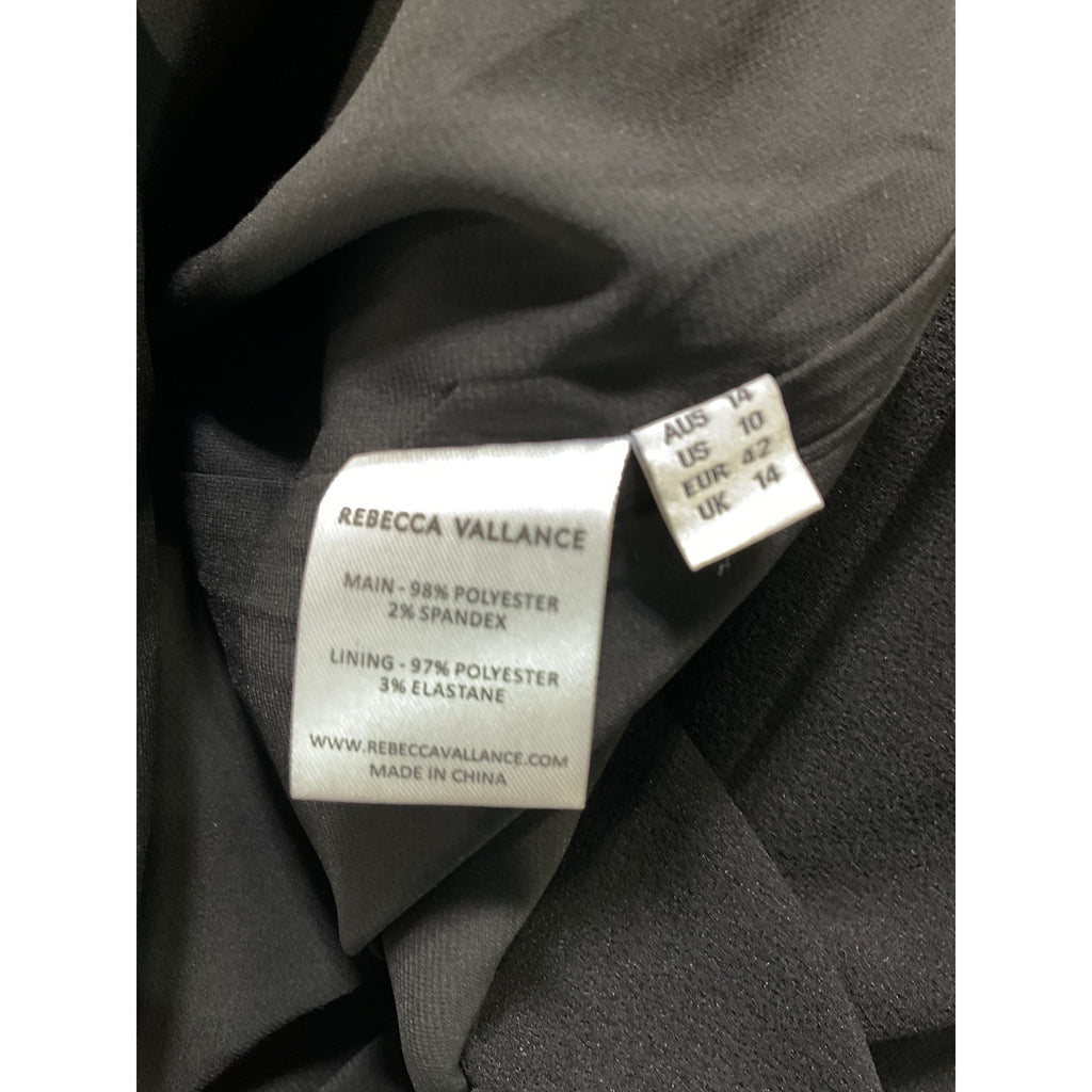 Rebecca Vallance 'Dulce Amore' Black Pencil Gold Chain Strap Midi Dress Size 10