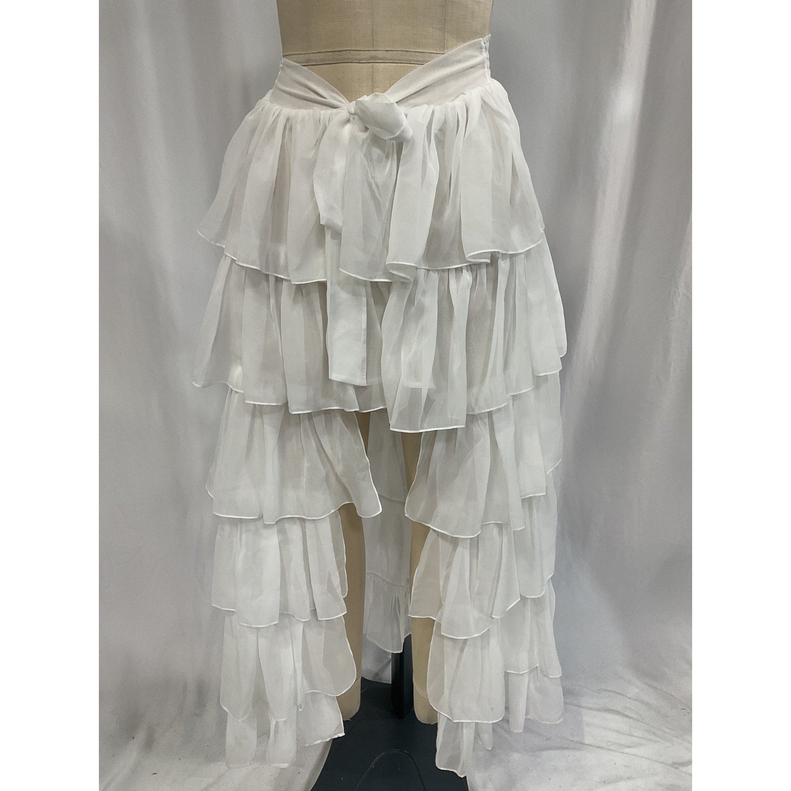 Caroline Constas 'Cassiopeia' White Chiffon Satin Skirt Size S