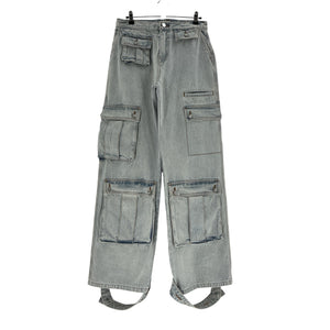 Grlfrnd Utility Blue Lara Cargo Denim Jeans Size 26