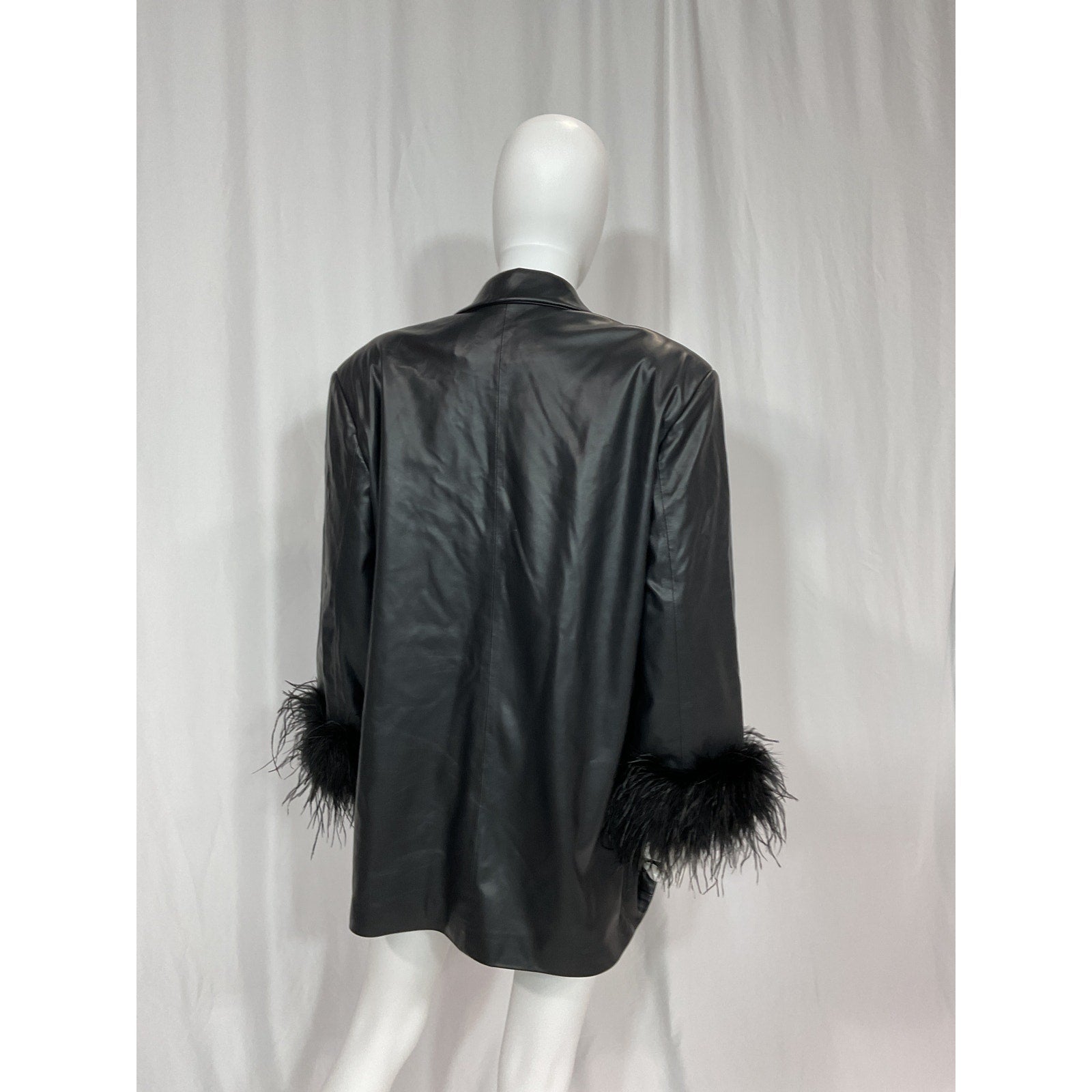 Lamarque 'Galia' Black Faux Leather Oversized Blazer Size XS