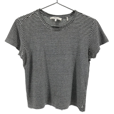 Frame Striped Black Multi Baby Tee Top Size S