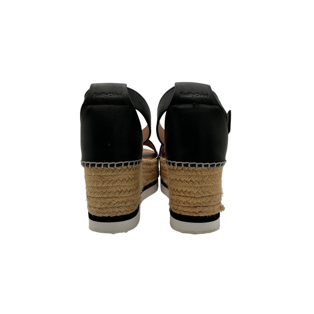 See By Chloe 'Glyn' Black Platform Espadrilles Sandal Size 8