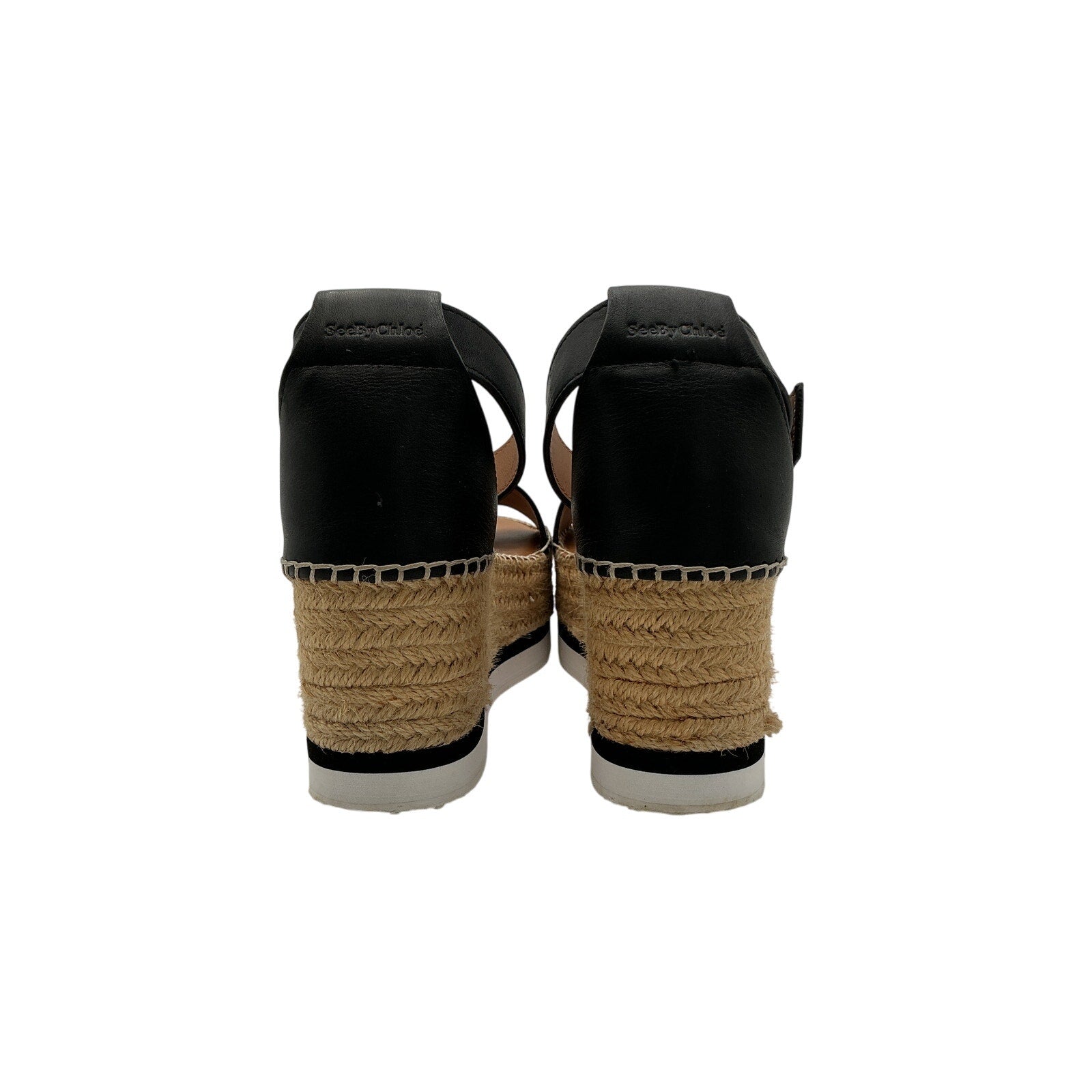 See By Chloe 'Glyn' Black Platform Espadrilles Sandal Size 8