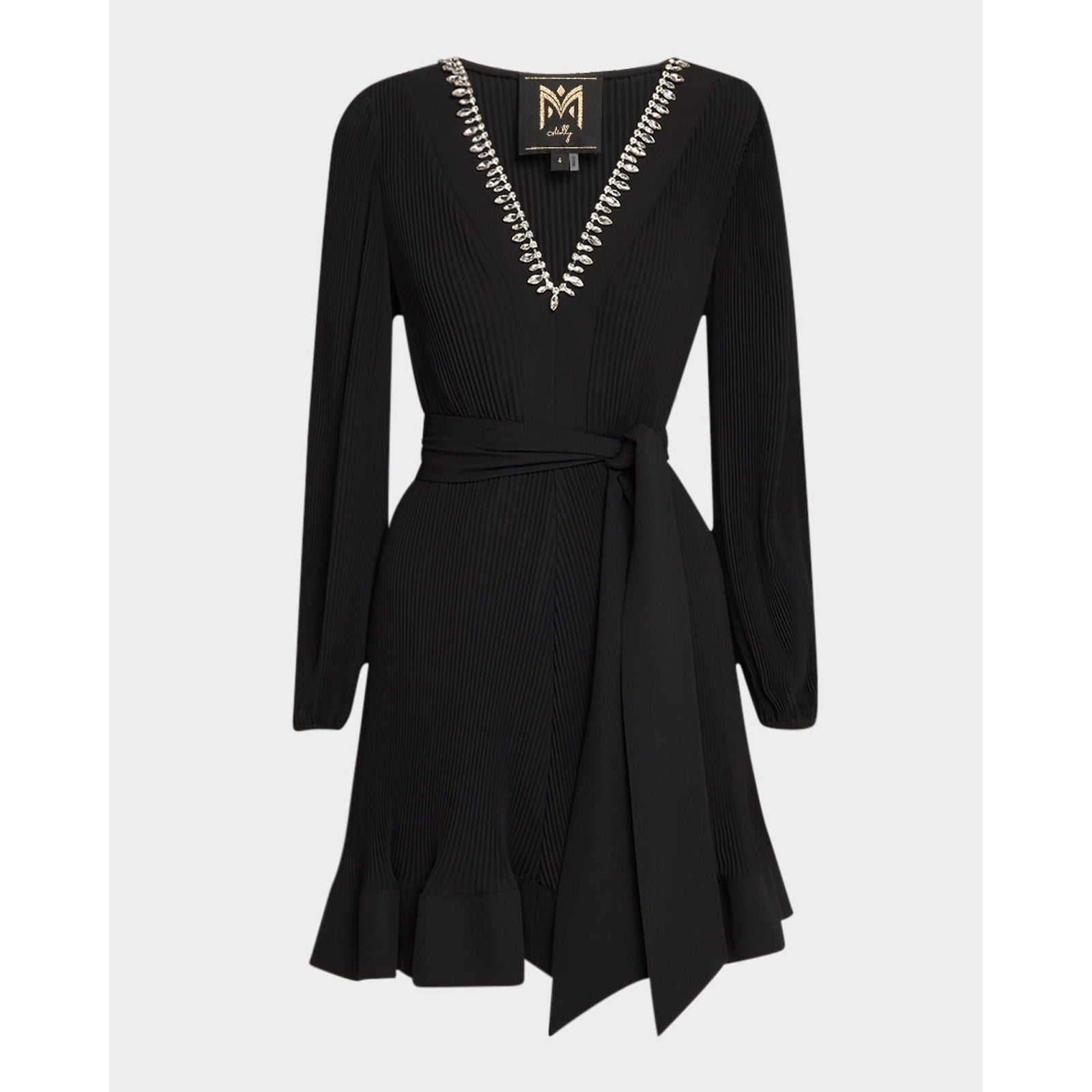 Neiman Marcus 'Crystal' Black Embellished Pleated Size 4