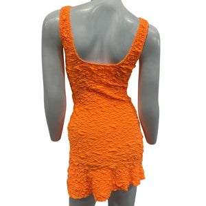 Loveshackfancy Crinkled Orange Bartlette Mini Dress Size XS