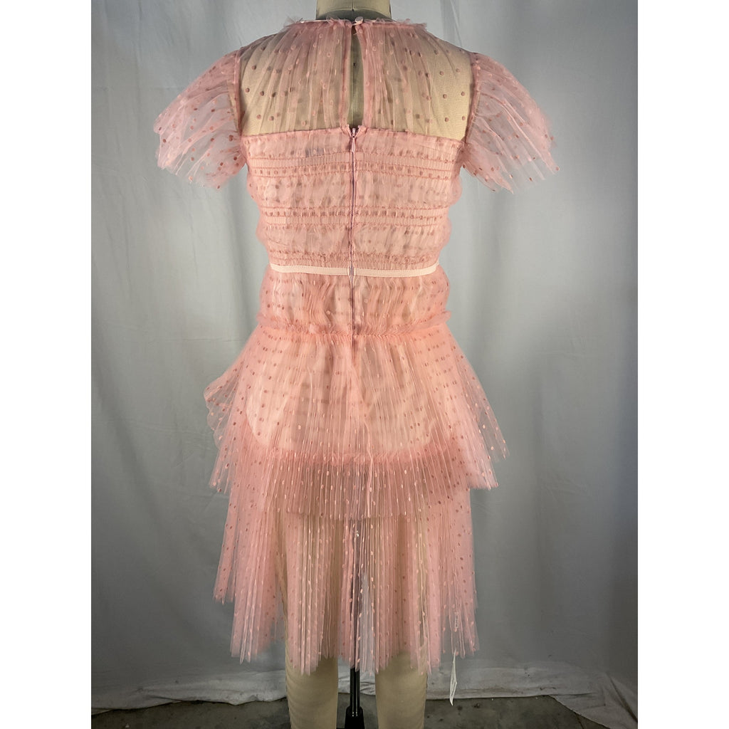 Self-Portrait Kids Point D'Esprit Pink Polyester Tulle Dress Size 8 - NWT