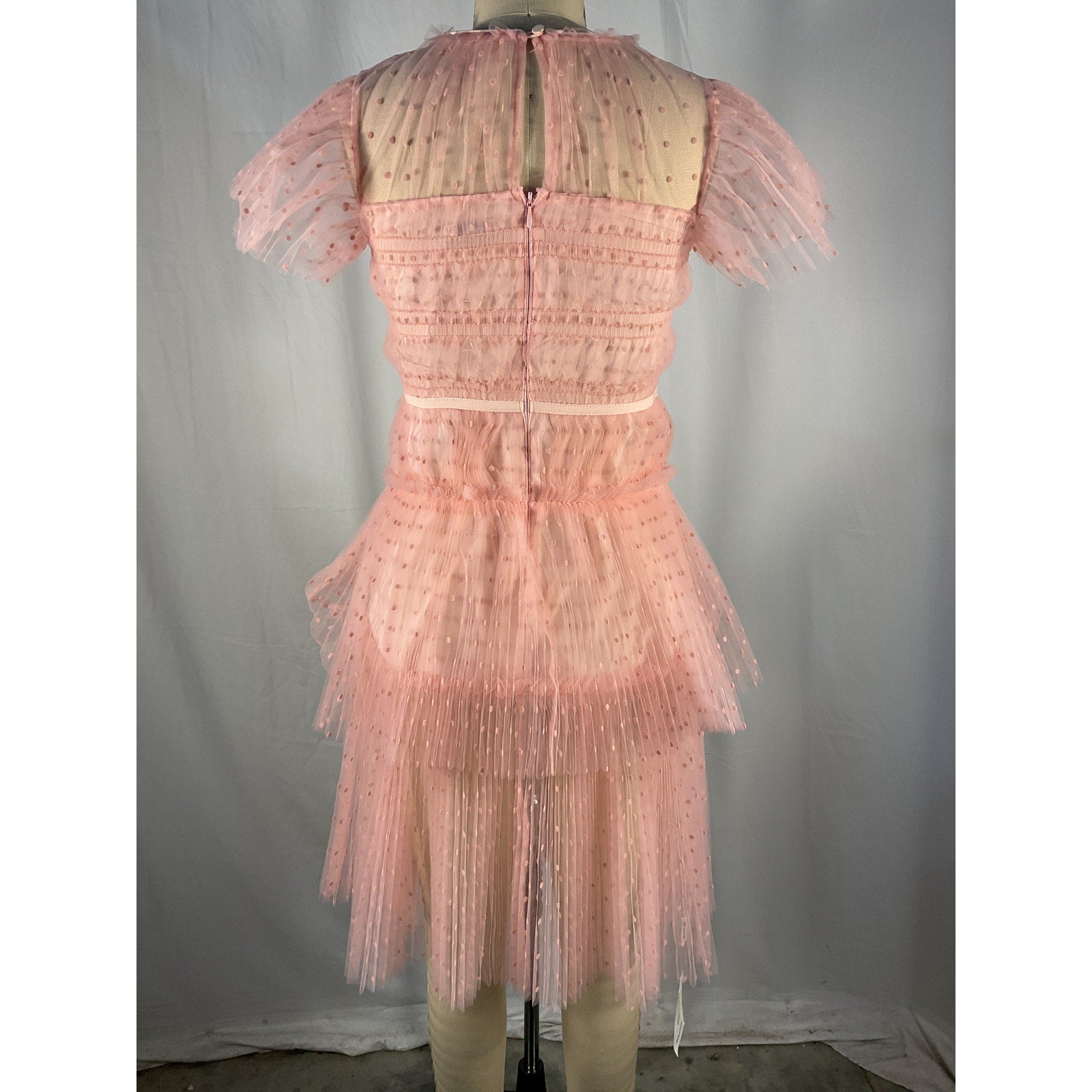 Self-Portrait Kids Point D'Esprit Pink Polyester Tulle Dress Size 8 - NWT