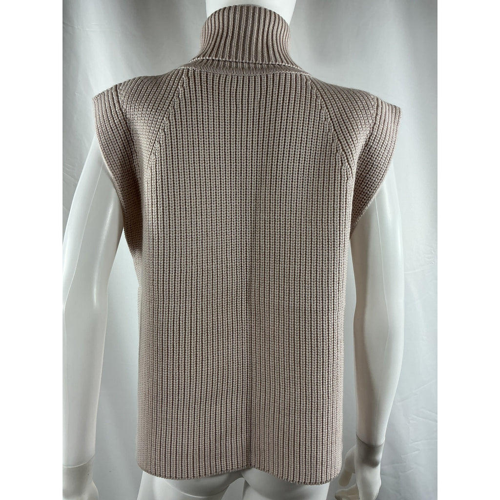 Isabel Etoile Marant 'Megan' Beige Merino Wool Cutout Ribbed Turtleneck Sweater Size 36 - NWT