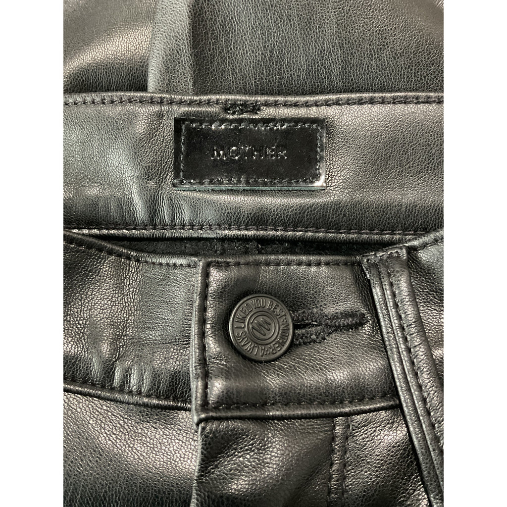 Mother 'The Dazzler' Black Polyurethane Skimp Pant Size 28