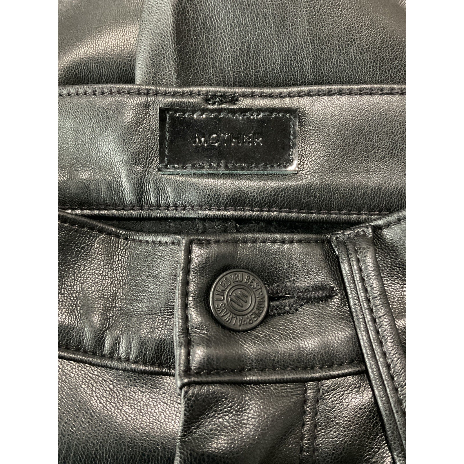 Mother 'The Dazzler' Black Polyurethane Skimp Pant Size 28