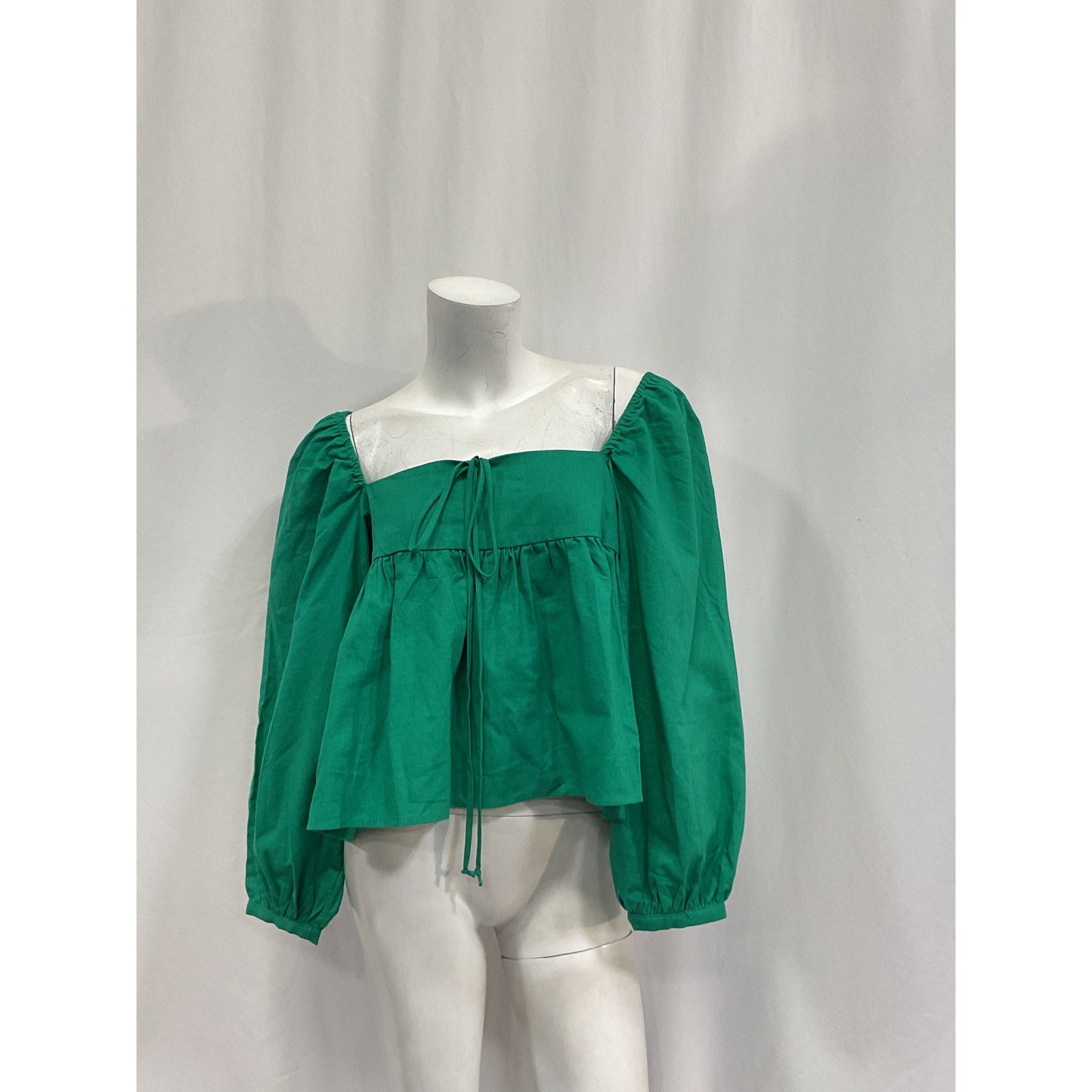 Ciao Lucia 'Corina' Green Linen-Cotton Top Size S