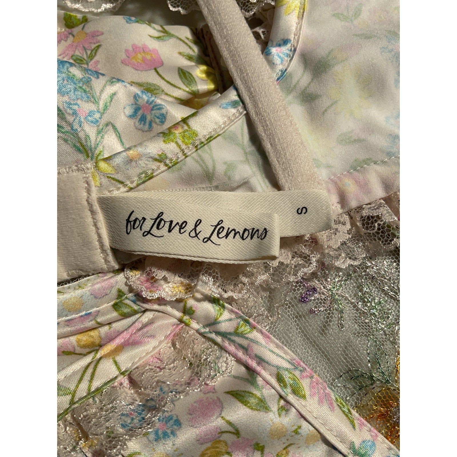 For Love & Lemons 'Glitter' Pink Polyester Garden Bustier Top Size S