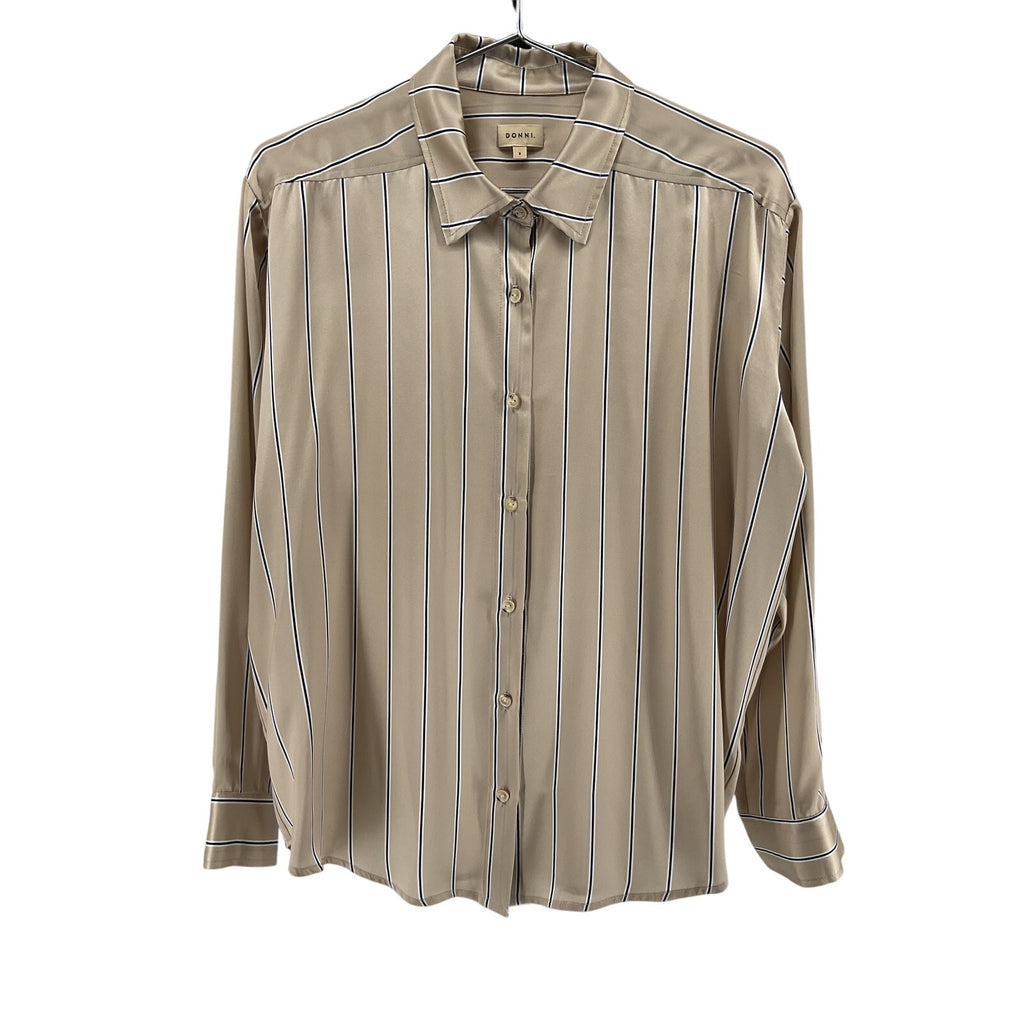 Donni. The Silk Beige Silk Pinstripe Shirt Size S