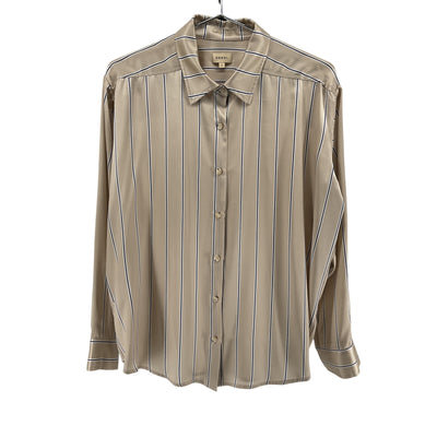 Donni. The Silk Beige Silk Pinstripe Shirt Size S