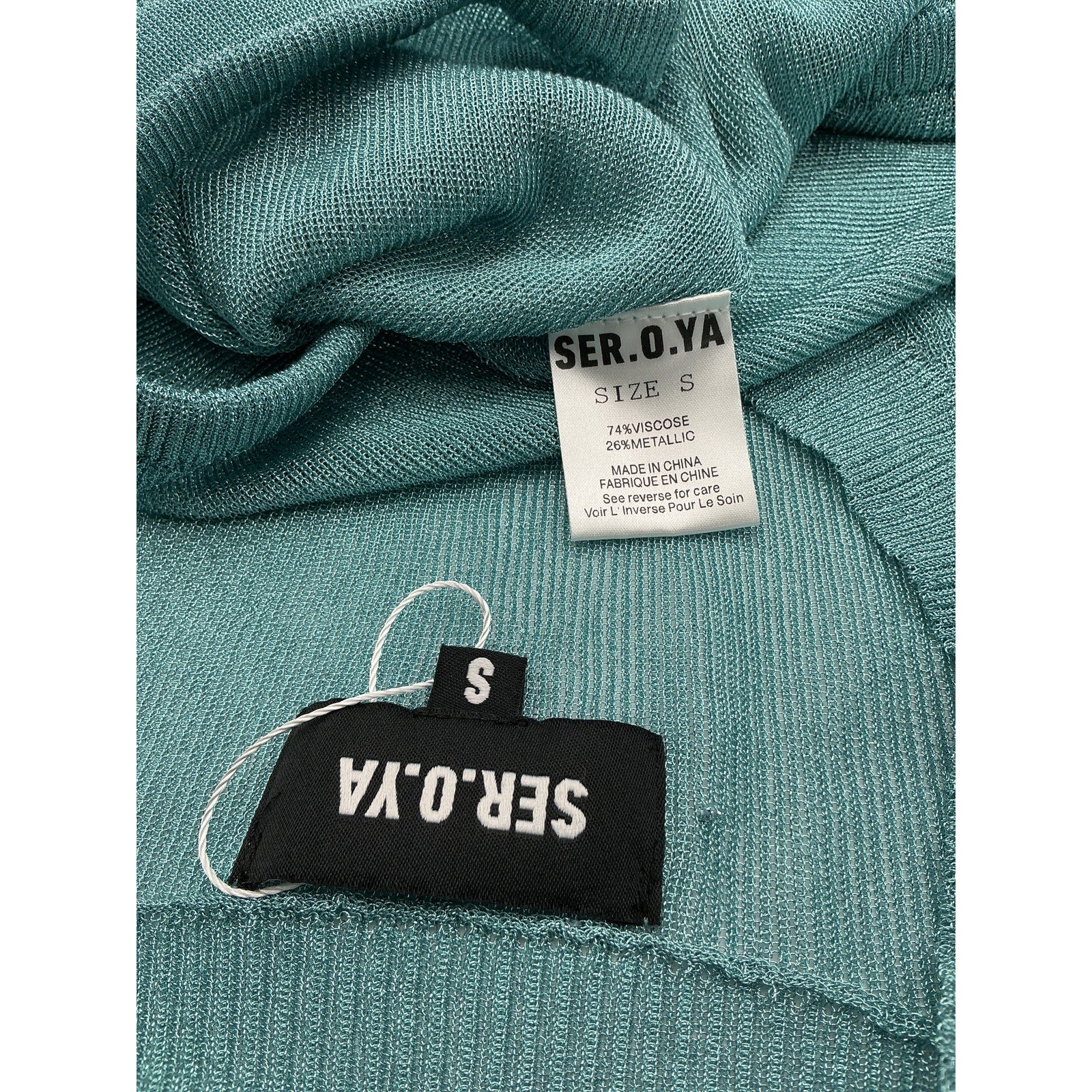Ser.O.Ya 'Moni' Blue Viscose Metallic Cardigan Top Size S
