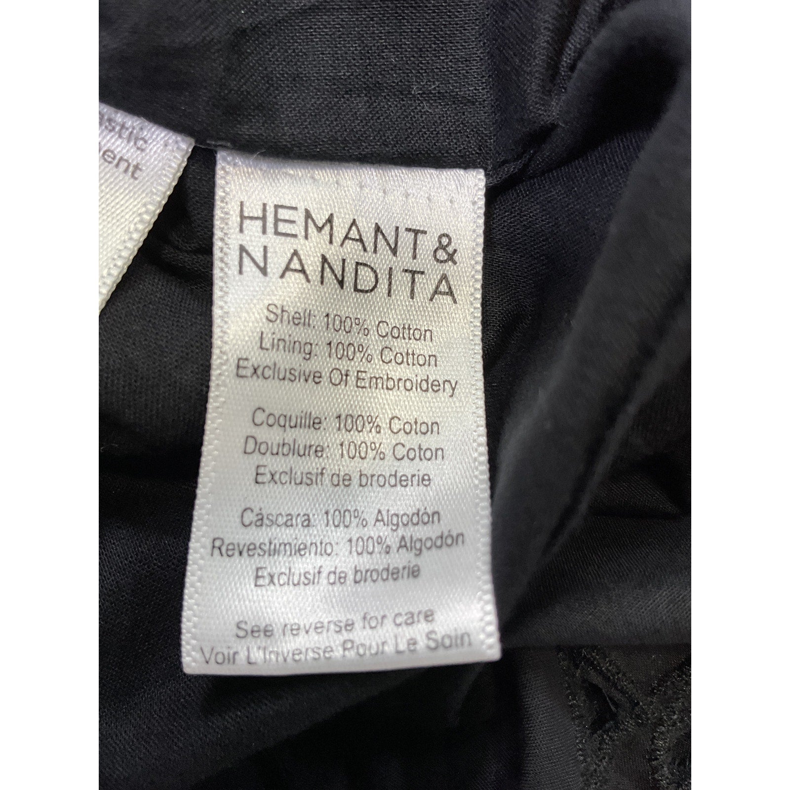 Hemant And Nandita 'Mohi' Black Cotton Midi Dress Size S - NWT