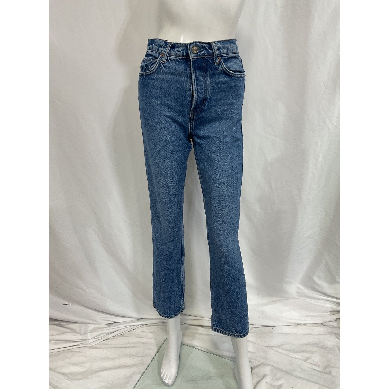 Reformation 'Cynthia' Blue High Rise Straight Cropped Denim Jean Size 25