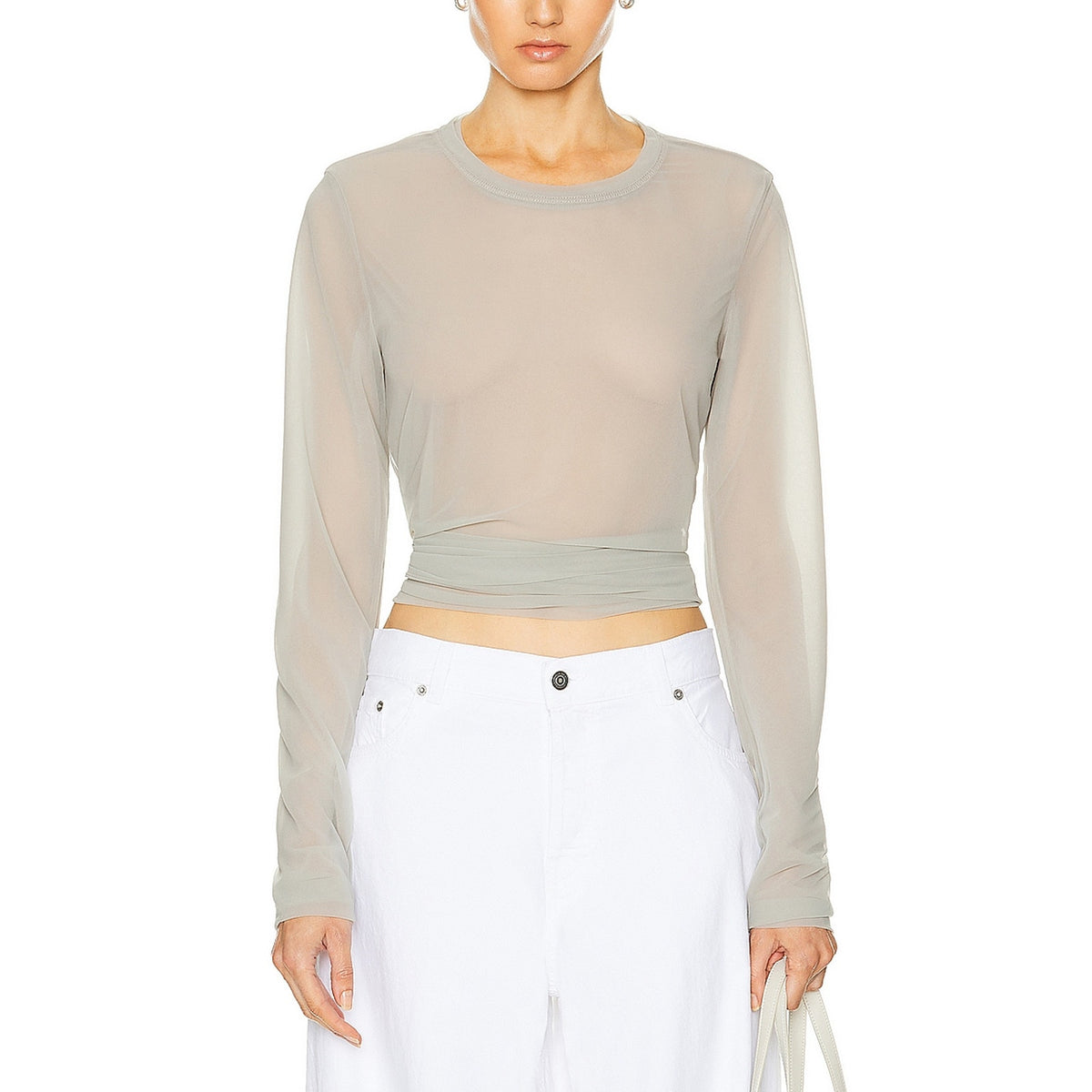 Proenza Schouler Sheer Beige Dara Top Size XS