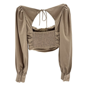Majorelle Ruched Tan Emily Blouse Size M