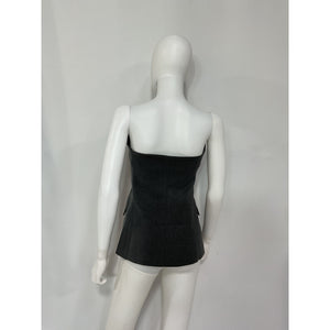 Pixie Market Button Grey Strapless Top Size S