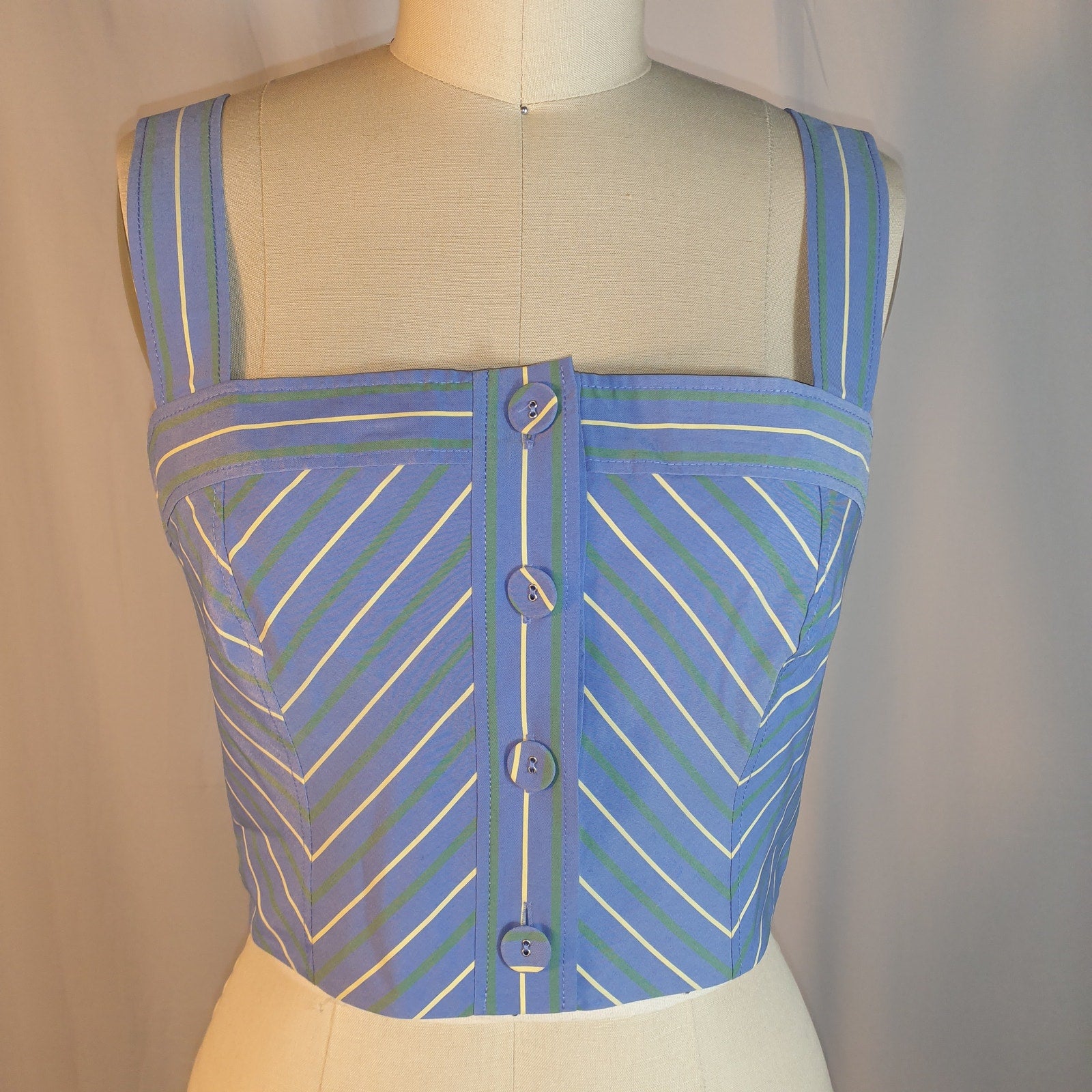 Veronica Beard 'Milton' Blue Striped Crop Top Size 2