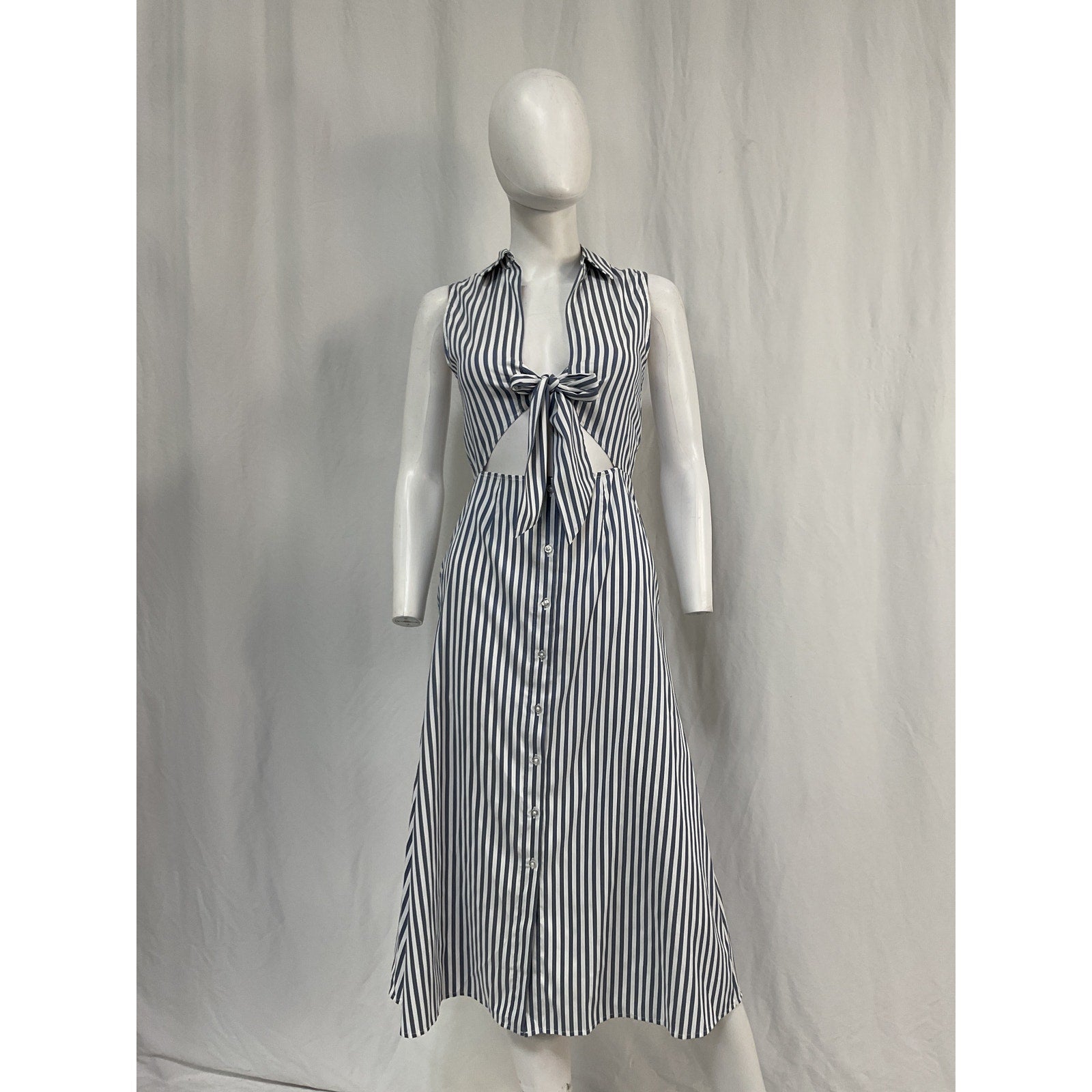 L'Academie 'The Yves' Blue Poly Midi Dress Size XXS