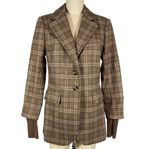Favorite Daughter Plaid Camel City Blazer Size M NWT