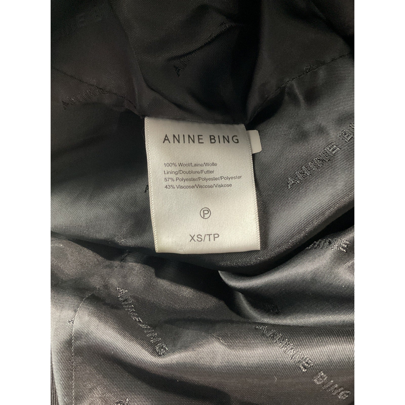 Anine Bing Black Wool Classic Blazer Size XS