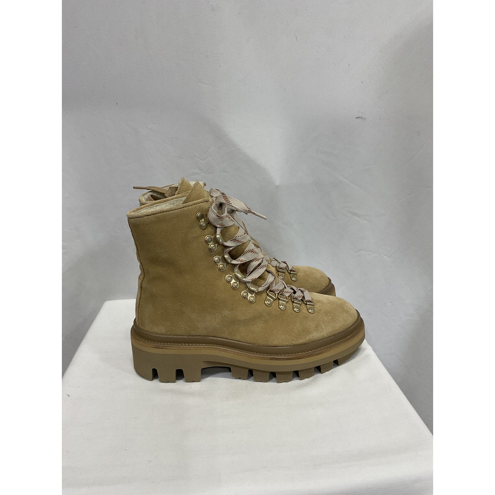 Allsaints 'Wanda' Brown Suede Leather Shearling Boot Size 8