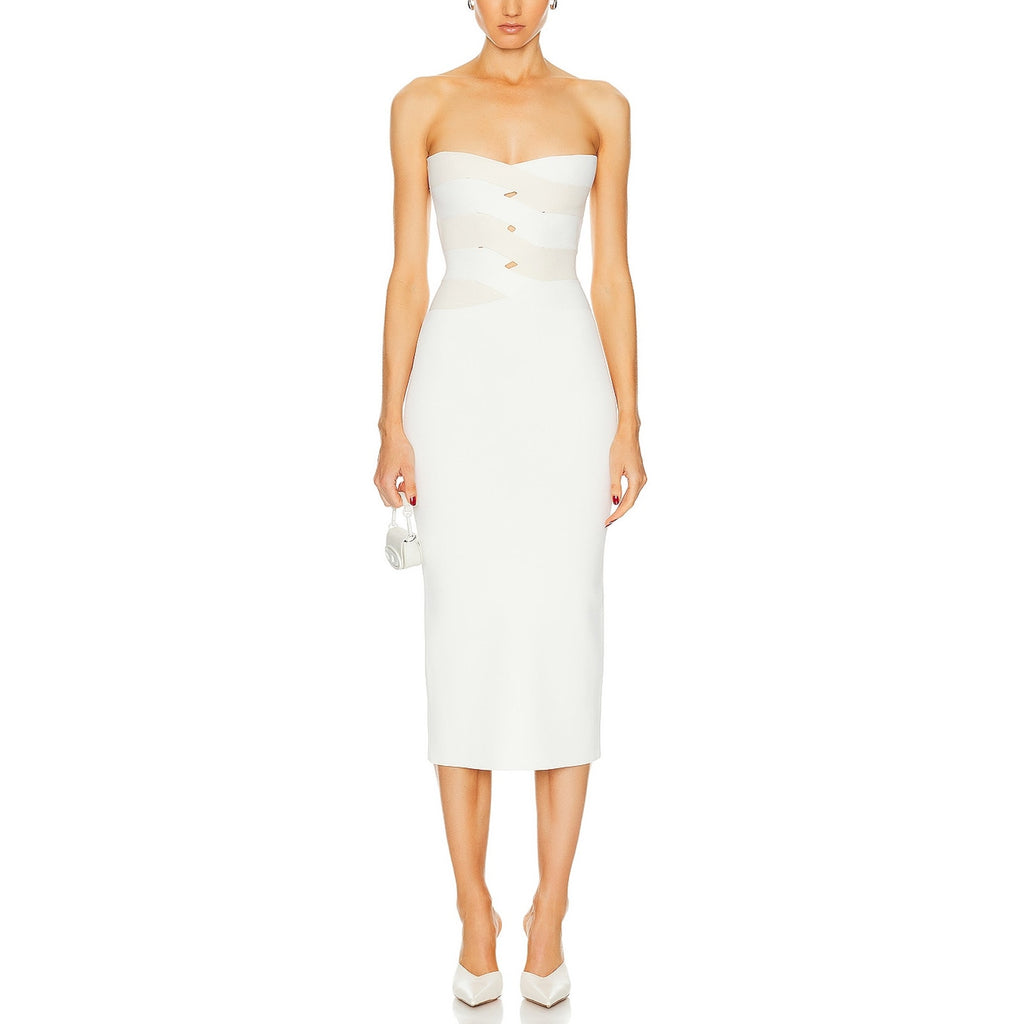 Dion Lee 'Interlocking' White Weave Midi Dress Size S