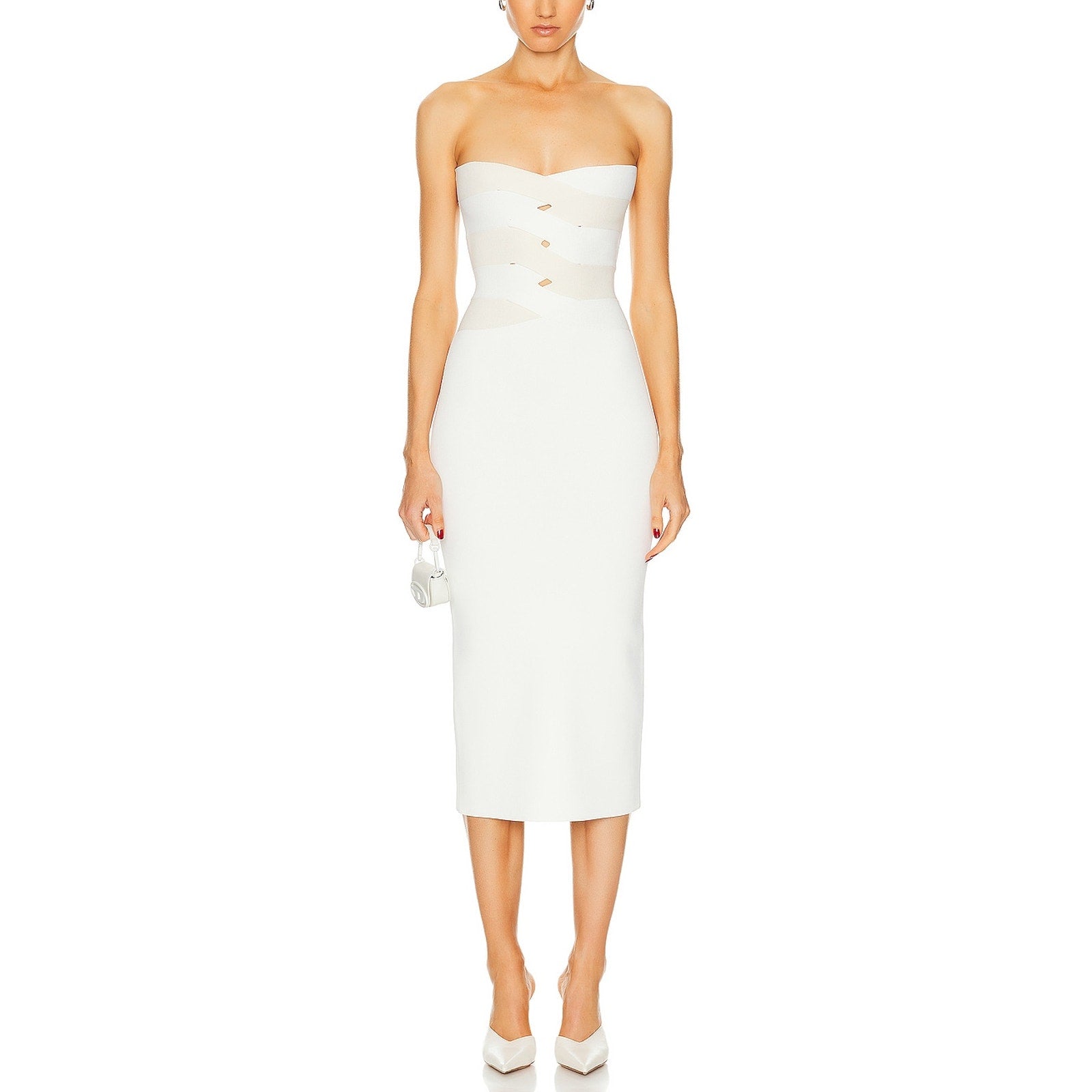 Dion Lee 'Interlocking' White Weave Midi Dress Size S