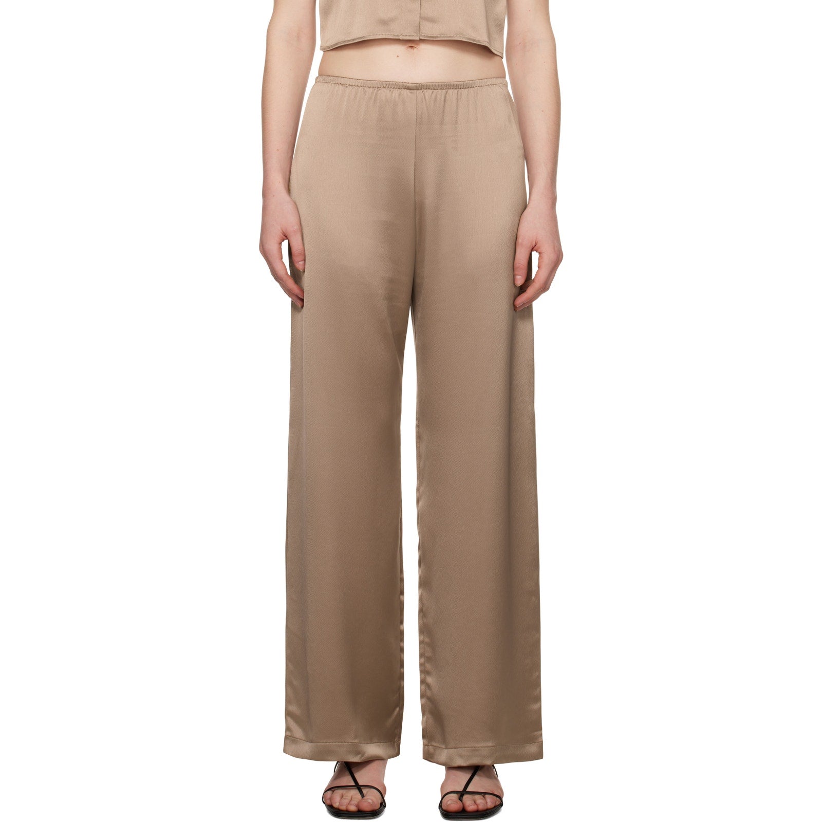 Leset Barb Wide Leg Beige Acetate Lounge Pants Size XS