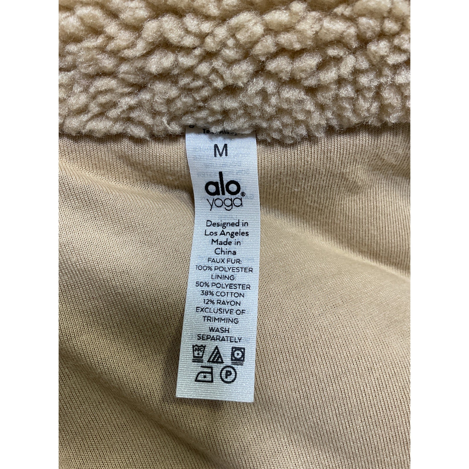 Alo Yoga Foxy Sherpa Tan Polyester Jacket Size M