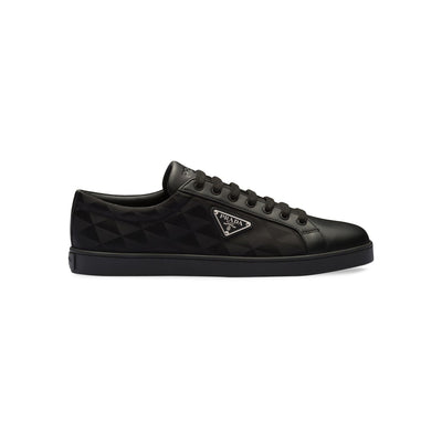 Prada Black Leather And Re-Nylon Sneakers Size 12.5