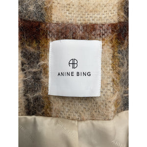 Anine Bing Brushed Oatmeal Plaid Flynn Jacket Size S