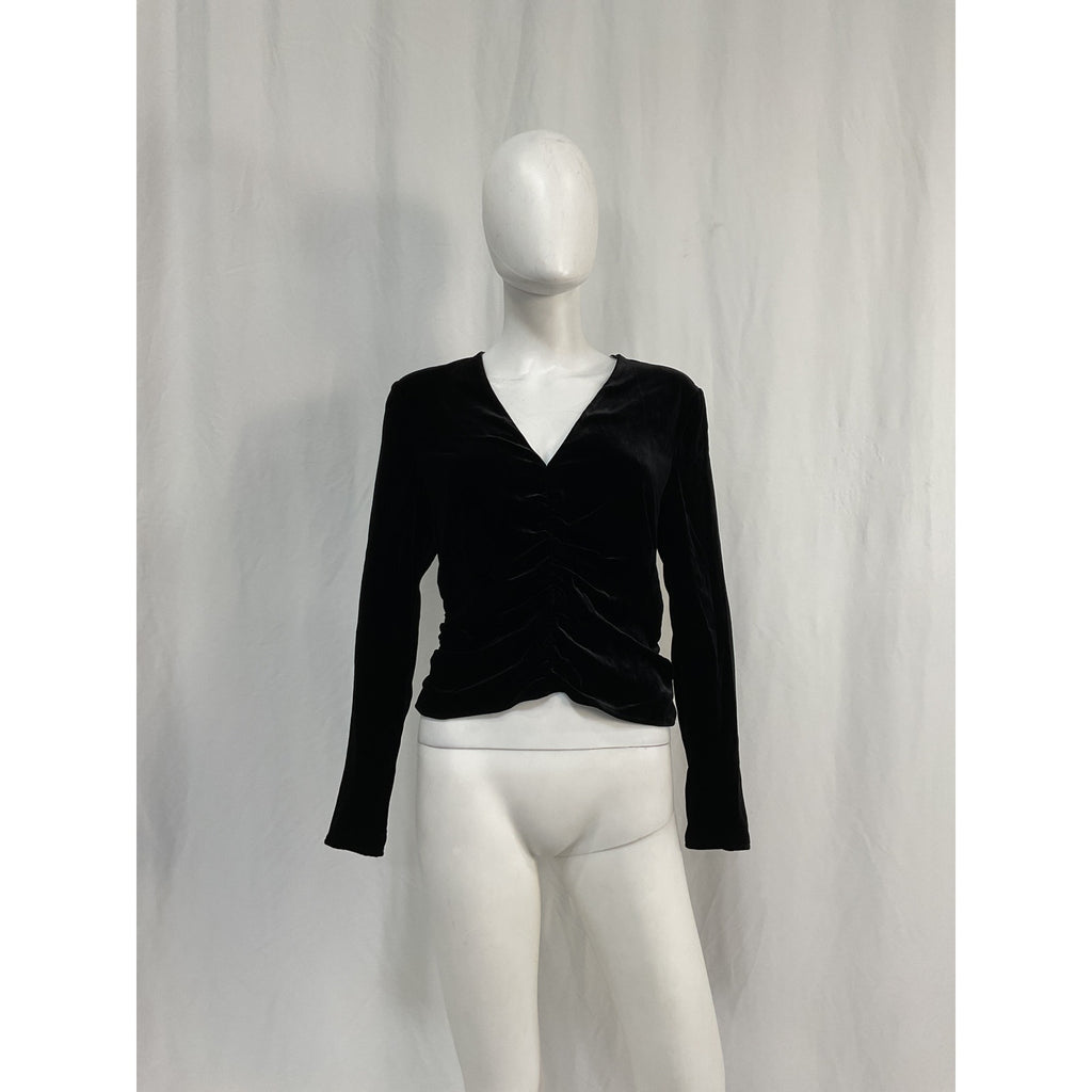 Veronica Beard 'Pelona' Black Rayon Stretch-Velvet Top Size 6